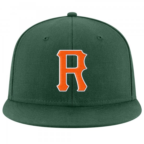 Custom Green Orange-White Stitched Adjustable Snapback Hat