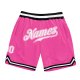 Men's Custom Pink White-Black Authentic Throwback Basketball Shorts